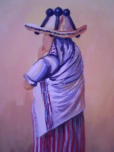Dessin intitulée "femmes marocaines d…" par Ayoub Jamali, Œuvre d'art originale, Acrylique