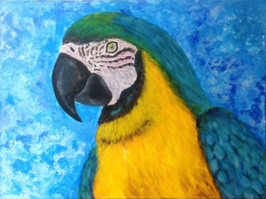 绘画 标题为“Green parrot” 由Любовь Самойлова, 原创艺术品, 丙烯 安装在纸板上