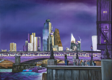 Painting titled "City of London and…" by Richard Murrin, Original Artwork, Oil