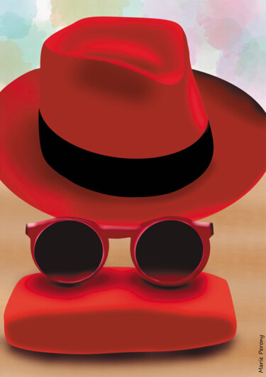 Chapeau lunettes Peinture intitulée "Chapeau lunettes" par Marie Perony, Œuvre d'art originale, Peinture numérique