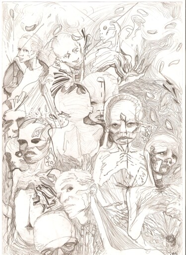 Dibujo titulada "GENETICALLY MODIFIE…" por Eduardo Bustos Segovia, Obra de arte original, Lápiz Montado en Cartulina