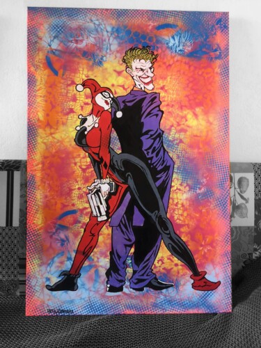 绘画 标题为“Joker und Harley” 由Christian Berger, 原创艺术品, 丙烯 安装在木质担架架上