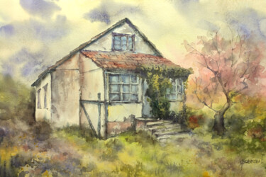 Painting titled "Lonely" by Galina Yarovikova, Original Artwork, Watercolor