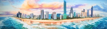 Pittura intitolato "Paradise city" da Mantas Naulickas, Opera d'arte originale, Olio