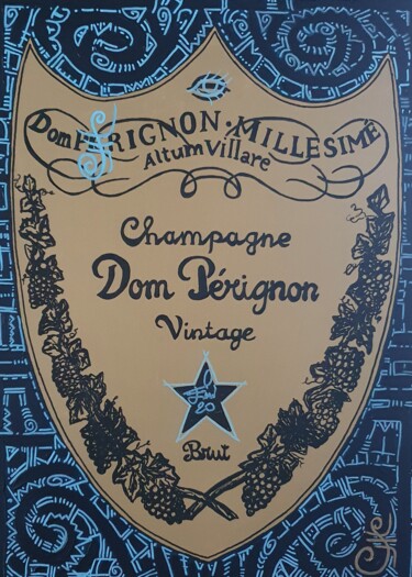 绘画 标题为“DOM PÉRIGNON  night…” 由Guemi (1980), 原创艺术品, 丙烯 安装在木质担架架上
