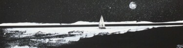 绘画 标题为“Solitaire” 由Marie-Pascale Le Goff (L’île à L’eau), 原创艺术品, 丙烯 安装在木质担架架上