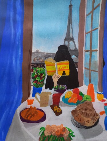 제목이 "Breakfast in paris"인 미술작품 Burcu Panahi로, 원작, 아크릴