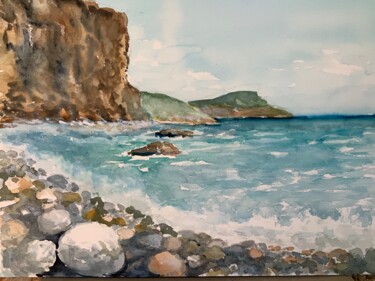 Peinture intitulée "La plage7" par Michel Kulisa, Œuvre d'art originale, Aquarelle
