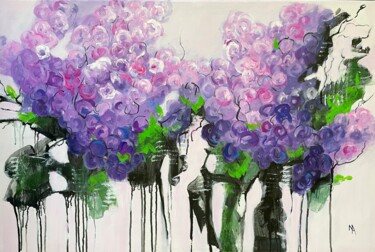 绘画 标题为“Lilac blossoms” 由Natalie Aleksejeva (NatalieVerve), 原创艺术品, 丙烯 安装在木质担架架上