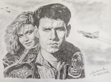 Dessin du film Top Gun réalisé aux crayons 图画 标题为“Dessin du film Top…” 由Gilles Staub (LeCrayonAgile), 原创艺术品, 铅笔