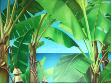 Painting titled "Gazing at the Sea" by Sofia Nikolaou, Original Artwork, Acrylic