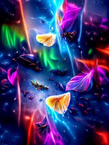 「Butterflies in Space」というタイトルのデジタルアーツ Redladder13によって, オリジナルのアートワーク, デジタル絵画