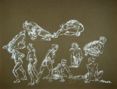 Disegno intitolato "craie 50/65 2012 26…" da Christian Rolland, Opera d'arte originale, Gesso