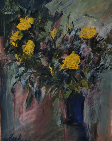 Pittura intitolato "Жёлтые розы" da Anna Shwed, Opera d'arte originale, Tempera