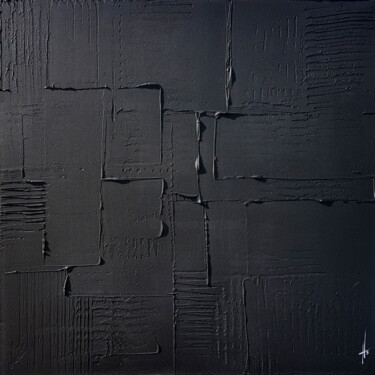 tableau monochrome / minimaliste noir Peinture intitulée "tableau monochrome…" par Sandrine Hartmann, Œuvre d'art originale, Acrylique Monté sur Châssis en bois