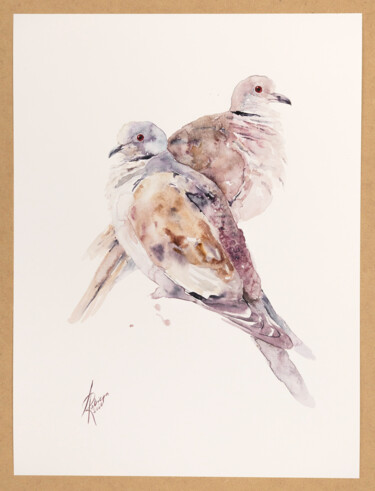 Painting titled "COLLARED DOVE print" by Andrzej Rabiega, Original Artwork, Digital Print