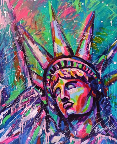 绘画 标题为“Statue of Liberty -…” 由Aliaksandra Tsesarskaya, 原创艺术品, 丙烯