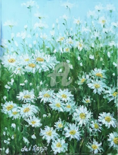 Pintura titulada "Margaritas (Daisyes)" por Cristina Del Rosso, Obra de arte original, Oleo
