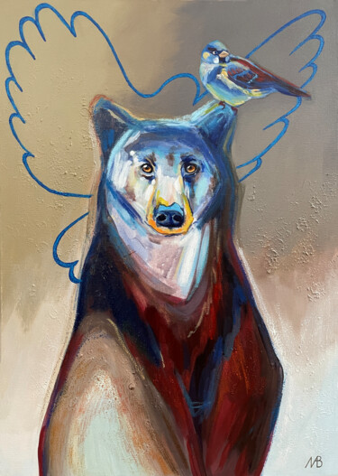 Painting titled "Mishka" by Marina Beresneva, Original Artwork, Acrylic Mounted on Wood Stretcher frame