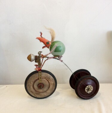 雕塑 标题为“"A bicyclette"” 由Elisabeth Faucheur, 原创艺术品, 木