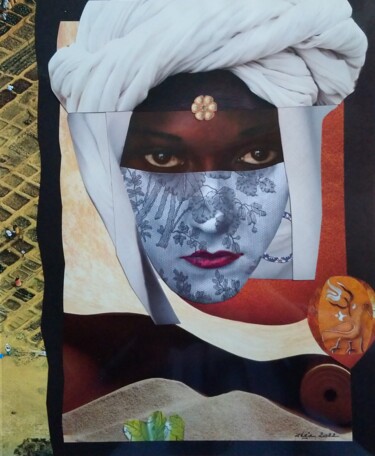 Collages intitulée "Silk and Maya" par Zézie, Œuvre d'art originale, Collages