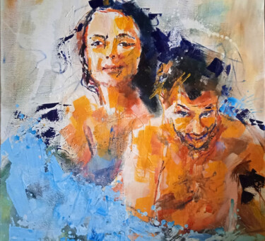 Painting titled "Io e Te" by Chiara Abbaticchio, Original Artwork, Oil Mounted on Wood Stretcher frame