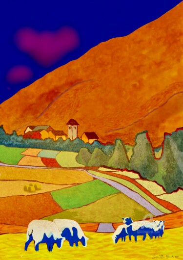 数字艺术 标题为“Outside the small v…” 由Svein Ove Hareide, 原创艺术品, 数字油画