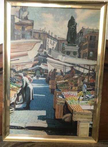 Peinture intitulée "Campo dei Fiori. Ro…" par Pascal Roubaud, Œuvre d'art originale, Huile Monté sur Châssis en bois
