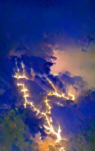 lightening in sky 3 Digital Arts titled "lightening in sky 3" by Mahesh Tolani, Original Artwork, Digital Painting