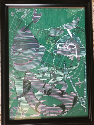 Dessin intitulée "La leçon de maths" par Pascal Roubaud, Œuvre d'art originale, Encre Monté sur Verre