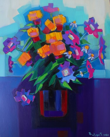 Field yellow flowers (40x50cm, oil painting, ready to hang) 绘画 标题为“Field yellow flower…” 由Tigran Aveyan, 原创艺术品, 油 安装在木质担架架上