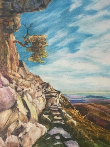 Painting titled "LE CHEMIN DE CHÈVRE" by Jacques Tafforeau, Original Artwork, Watercolor