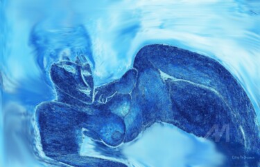 Blue Beauty - Homage á Modigliani Arts numériques intitulée "Blue Beauty - Homag…" par Otto Frühwach, Œuvre d'art originale, Peinture numérique