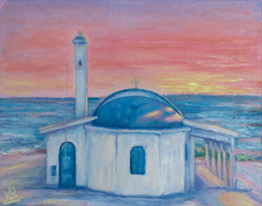 Ayia Thekla Chapel . Cyprus Painting titled "Ayia Thekla Chapel…" by Galina Vasiljeva, Original Artwork, Oil