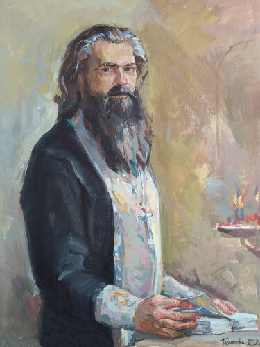 Pittura intitolato "пастырь" da Olga Puzanova, Opera d'arte originale, Acrilico