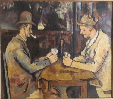 Peinture intitulée "Les joueurs de cart…" par Pascal Roubaud, Œuvre d'art originale, Huile Monté sur Panneau de bois