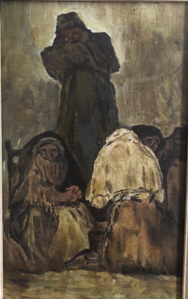 Peinture intitulée "Moine prêchant d'ap…" par Pascal Roubaud, Œuvre d'art originale, Huile Monté sur Panneau de bois
