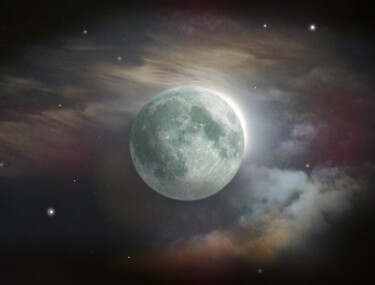 Photographie intitulée "Full Moon Paris" par Pascal Carro (ORAK), Œuvre d'art originale, Photographie numérique