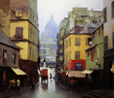 Painting titled "Latin Quarter Stree…" by Yuri Pryadko, Original Artwork, Oil