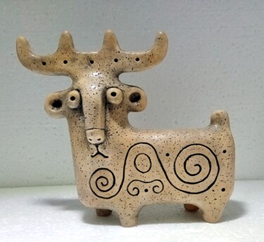 Ceramic figurine. Deer . Sculpture intitulée "Ceramic figurine. D…" par Andrii Lastovskyi, Œuvre d'art originale, Céramique