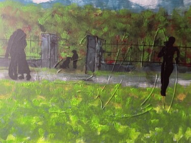 Promenade dans le parc Peinture intitulée "Promenade dans le p…" par Olivier De Pooter, Œuvre d'art originale, Acrylique
