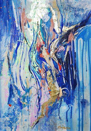 Картина под названием "Abstract Chameleon" - Alla Broska, Подлинное произведение искусства, Акрил