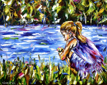 Das Mädchen am Fluss "Das Mädchen am Fluss" başlıklı Tablo Mirek Kuzniar tarafından, Orijinal sanat, Petrol