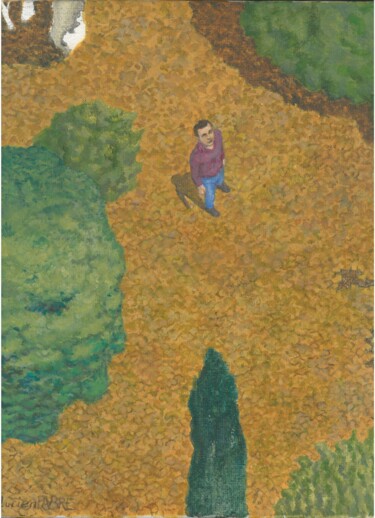 Painting titled "Chez les Feuilles" by Lucien Fabre, Original Artwork, Acrylic Mounted on Wood Stretcher frame
