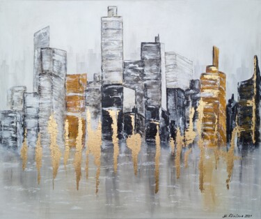 绘画 标题为“City № 7” 由Marina Okulova, 原创艺术品, 丙烯 安装在木质担架架上