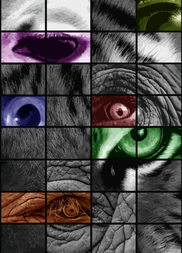数字艺术 标题为“eyes” 由Josep Domènech, 原创艺术品, 2D数字工作 安装在纸板上