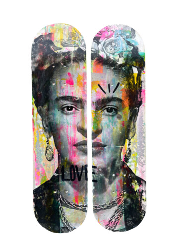 Peinture intitulée "FRIDA I" par Ora, Œuvre d'art originale, Bombe aérosol Monté sur Autre panneau rigide