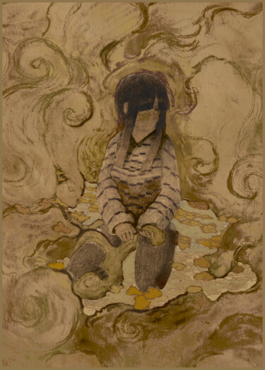 图画 标题为“Girl in Brown” 由Piotr Szerszynski, 原创艺术品, 铅笔