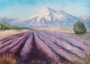 Pittura intitolato "Sleeping volcano. П…" da Raisa Nikolaeva, Opera d'arte originale, Acquarello