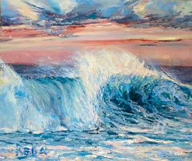 绘画 标题为“Big waves at the sh…” 由Reda Pinchera, 原创艺术品, 油